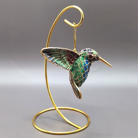 NIB Beautiful Vintage Oriental Treasures Cloisonne Enamel Hummingbird New In Box - Picture 10 of 10
